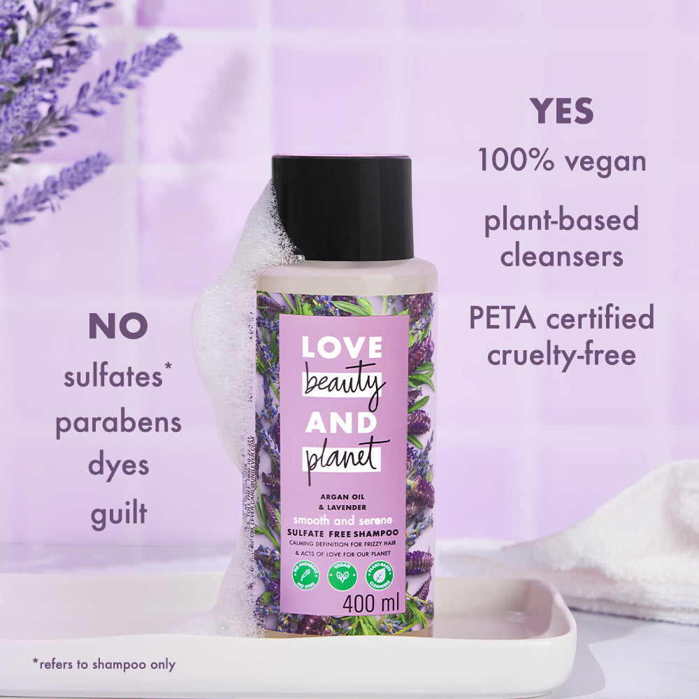 Natural Argan Oil & Lavender Sulfate Free Anti-Frizz Shampoo - 400ml