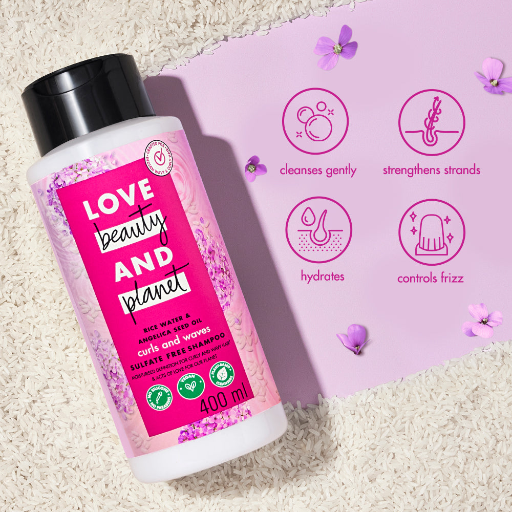 Rice Water & Angelica Seed Oil Silicone Free Shampoo For Curly & Wavy Hair- 400ml