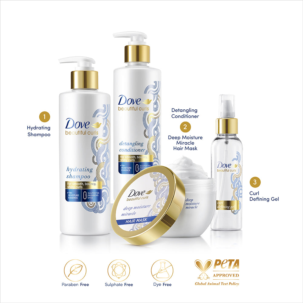 Dove Beautiful Curls Sulphate Free Shampoo 380ml, For Curly Hair