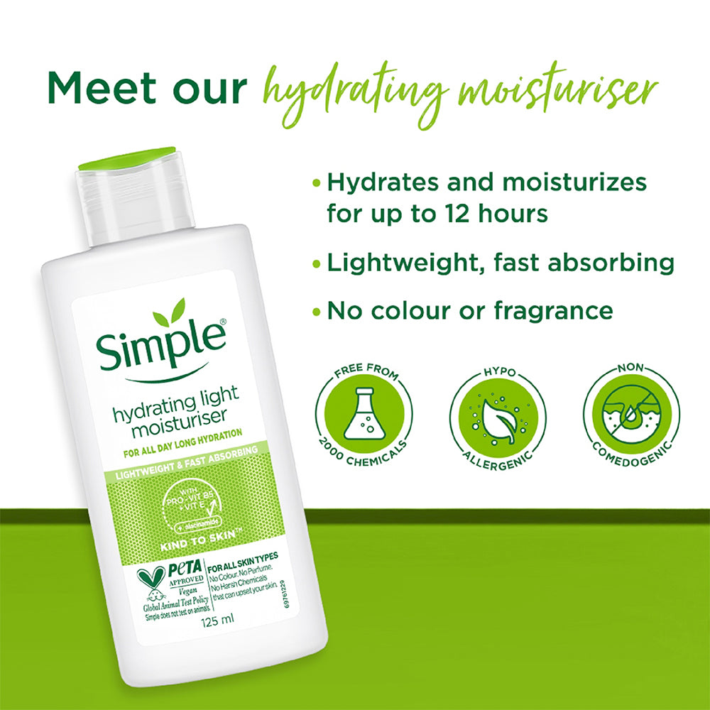 Simple Hydrating Light Moisturiser with Borage Seed Oil + Pro-Vit B5 + Vit E -125 ml