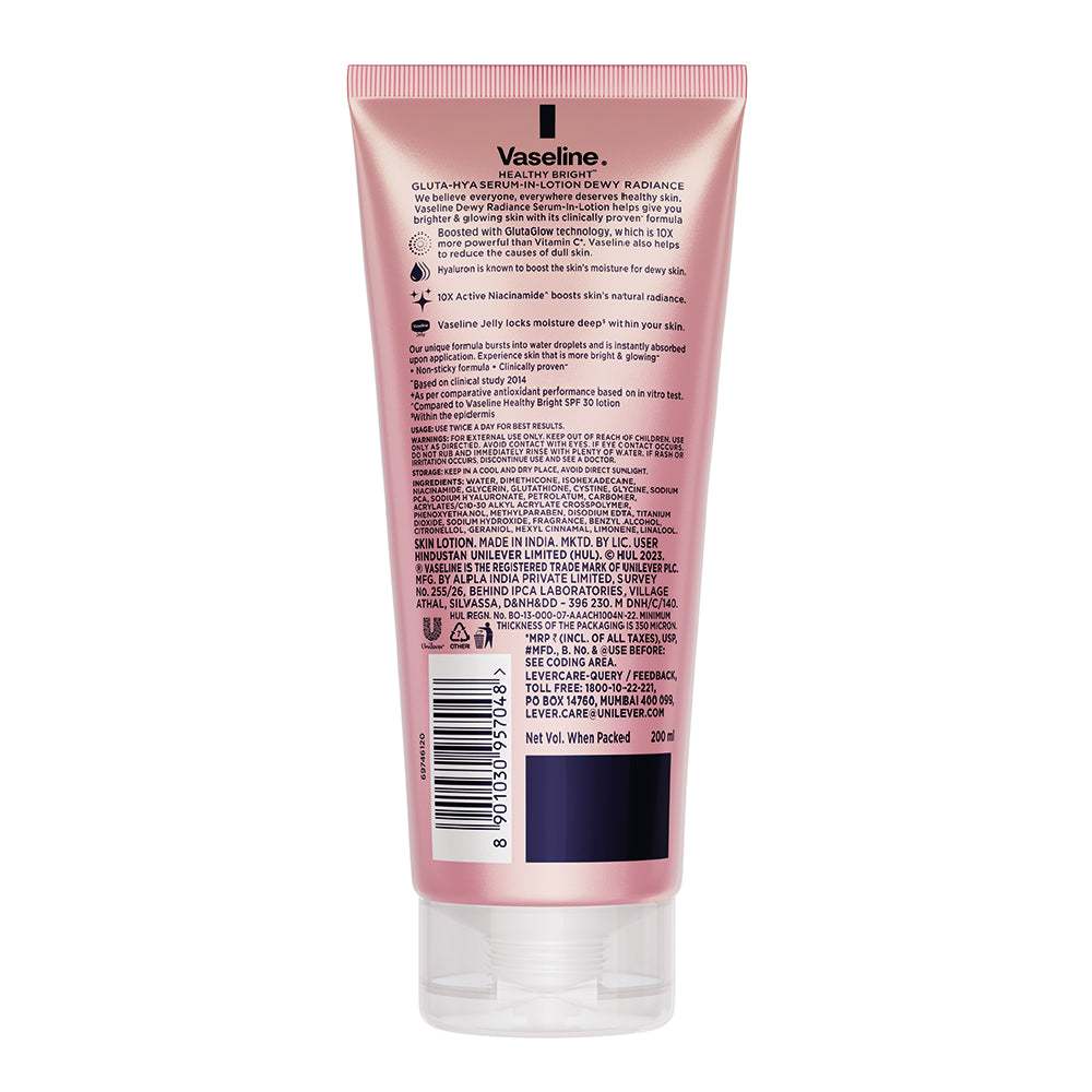 Vaseline Gluta-Hya Dewy Radiance Lotion Bright, Glowing Skin Glutathione Infused Moisturizer