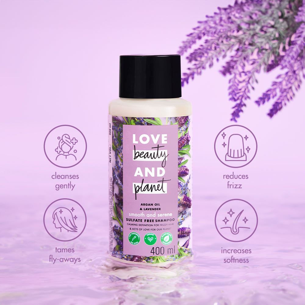 Natural Argan Oil & Lavender Sulfate Free Anti-Frizz Shampoo - 400ml