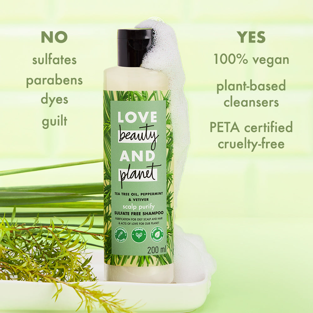 Tea Tree, Peppermint & Vetiver Sulfate Free Purifying Shampoo - 200ml