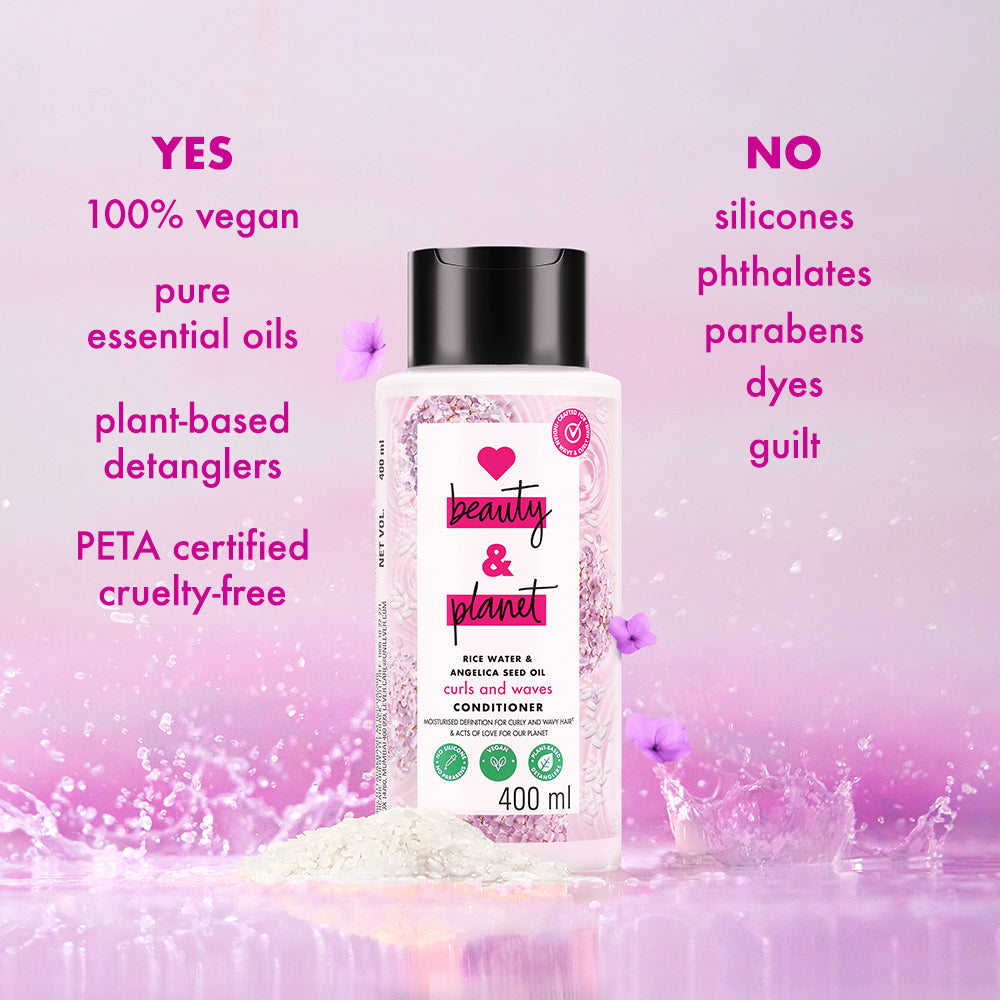 Rice Water & Angelica Seed Oil Silicone Free Conditioner For Curly & Wavy Hair 400ml