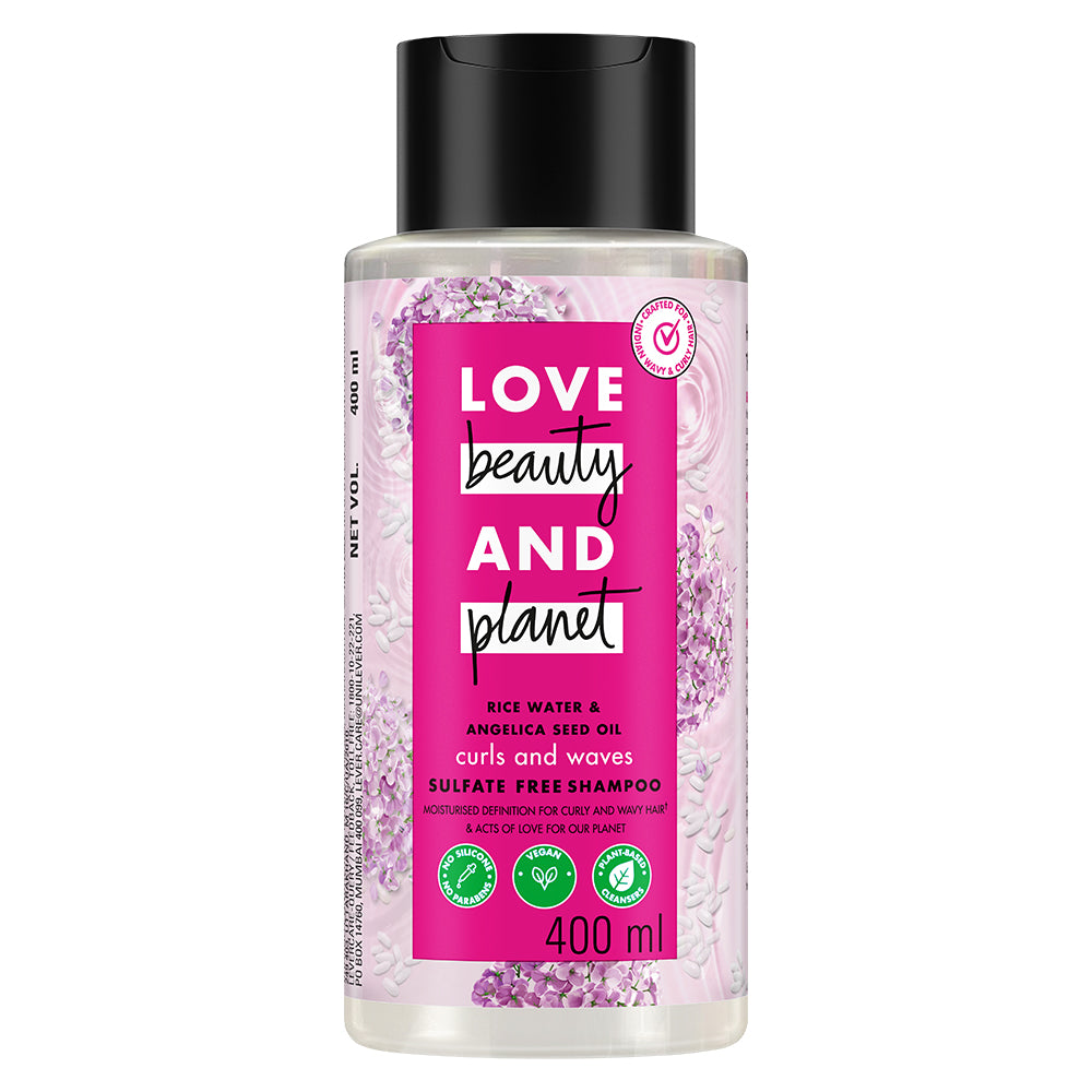 Rice Water & Angelica Seed Oil Silicone Free Shampoo For Curly & Wavy Hair- 400ml