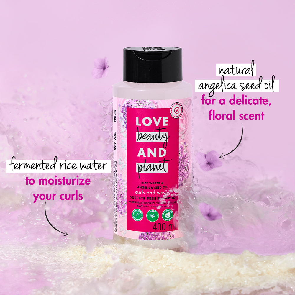 Rice Water & Angelica Seed Oil Silicone Free Shampoo For Curly & Wavy Hair- 400ml