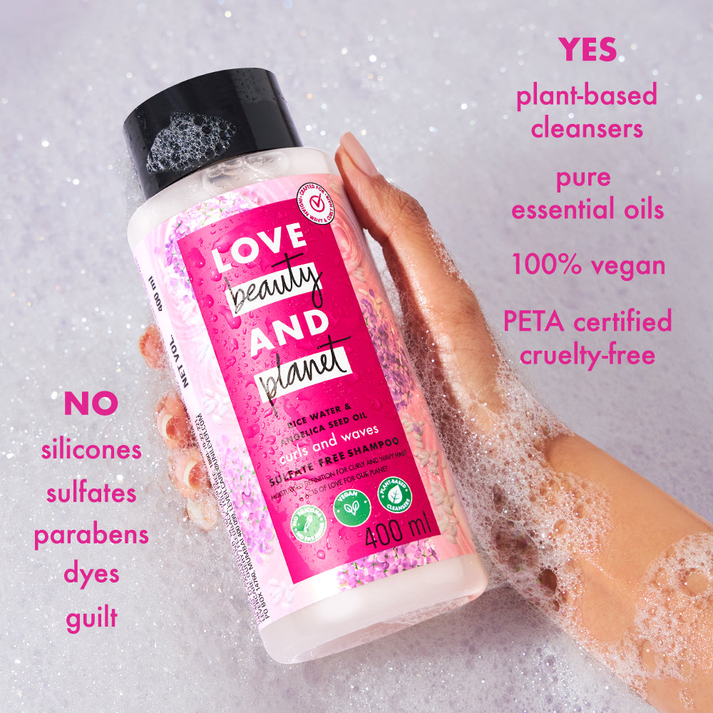 Rice Water & Angelica Seed Oil Silicone Free Shampoo For Curly & Wavy Hair- 400ml