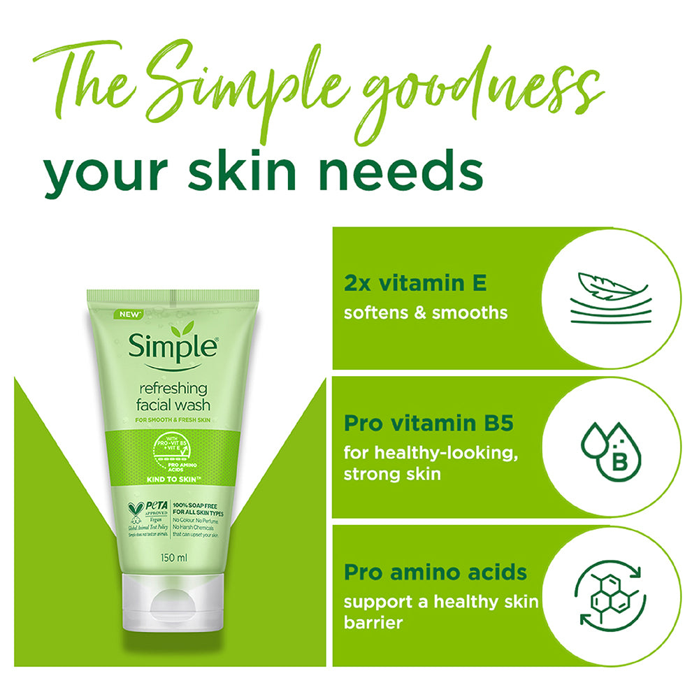 Simple Refreshing Face Wash with Pro-Vit B5 + Vit E - 150ml